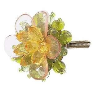  Beaded Flower Knob [Set of 4] Color Green / Pink / Amber 