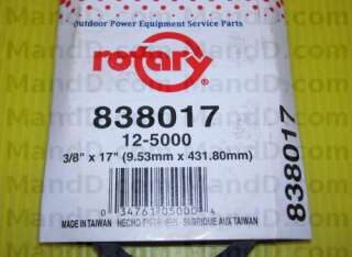Rotary Part # 5000 Belt Premium 3/8 X 17 Replaces OEM Toro/Wheel 
