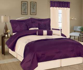 7Pc Cal King Eastbourne Purple Embroidery Comforter Set  