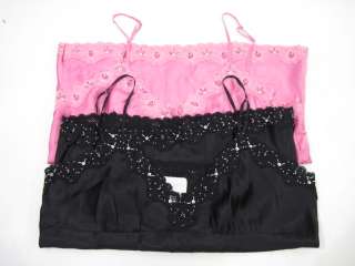 LOT 2 CENTRAL PARK WEST Black Pink Silk Camis Tops Sz L  