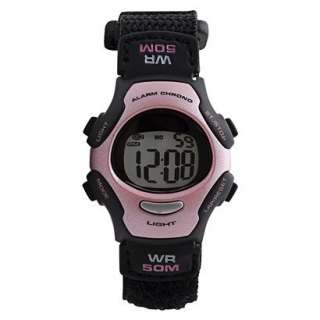 Nylon Strap Digital Round Case Watch   Black/Pink product details page
