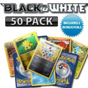  50 Pack Black and White Pokemon Cards with Two Bonus Foils 