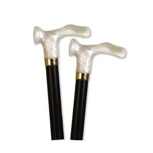  Wood Cane With Pearl Acrylic Contour Handle Left Black 