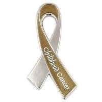   Cancer Awareness Month September Silver and Gold Ribbon Lapel Pin New