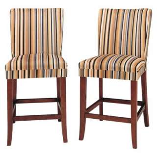 Sasha Upholstered Stripe Fabric Stool   24 (Set of 2) product details 