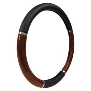 Black Wood Chrome Steering Wheel Cover 15.8x15.8x3 product details 