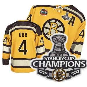 Boston Bruins Stanley CUP Champions Patch #4 Orr Yellow Boston Bruins 