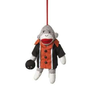  Sock Monkey Bowler Bowling Ornament