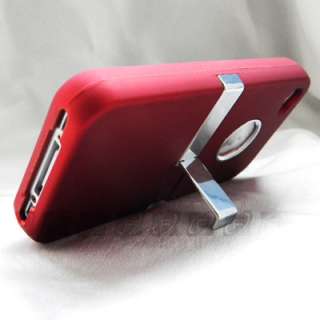 Deluxe Hard Case Chrome Cover Stand Rubberized Clip for iPhone 4 4S 4G 