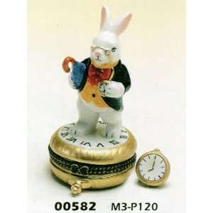  Porcelain Hinged Boxes Rabbit Hare Alice in Wonderland 