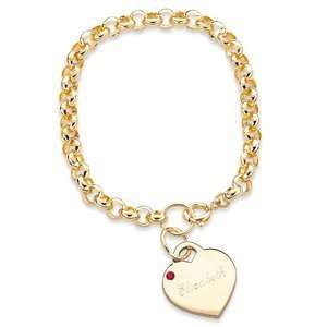  January Engraved Birthstone Heart Charm Bracelet Jewelry