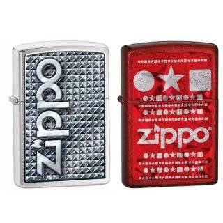 Zippo 2012 Lighter Set   Candy Apple RED Star Square Circle Name Logo 