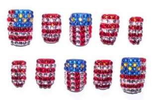 Japanese false fake nail art tips 4th of July USA flag  