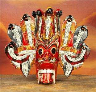 18 Tiki Mask Hand Carved Wood SriLanka Tribal Wall Art  