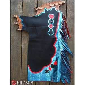  Hilason Bull Riding Smooth Leather Rodeo Western Chaps 
