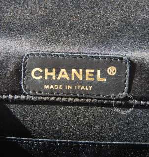 CHANEL EVENING BAG  BLACK SATIN WITH BEIGE BOW  #9583  