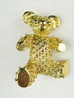 Vintage Jewelry Gerrys Gold Plated Ornate Spotted Teddy Bear Pin 