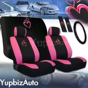 Universal Heart Design Car Seat Covers Steering Wheel  