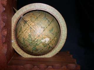 Vintage Pair Wood Wooden Old World GLOBE Bookends  