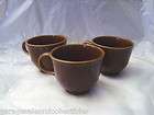 Vintage Set of 3 Stoneware Brown Coffee Cups with Handl
