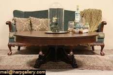Lion Paw Round Antique Oak Coffee Table  