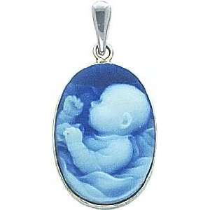    14K White Gold Agate Baby Cameo Pendant Jewelry New Jewelry