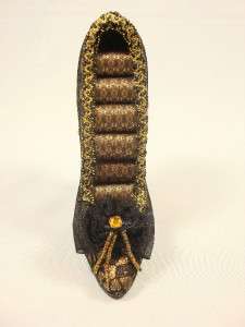 Gold Leopard black lace high heel shoe ring holder new  