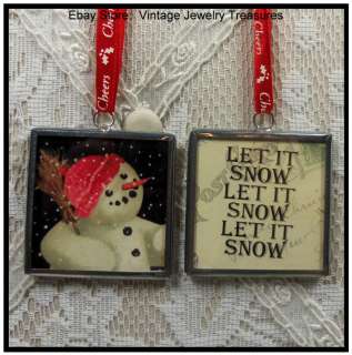 Vintage Style Paper Glass Christmas Tree Ornament~LET IT SNOW~Snowman 