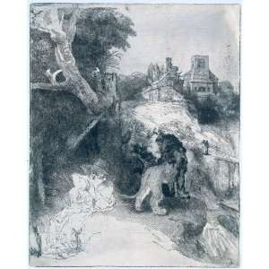   Greeting Card Rembrandt St Jerome Reading in an Italian Landscape
