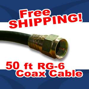 50 ft foot Black RG 6 Coaxial Cable coax RG6 digital  