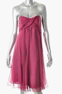   Pink Fuschia Silk Strapless Cocktail Dress Size 10 677561342520  