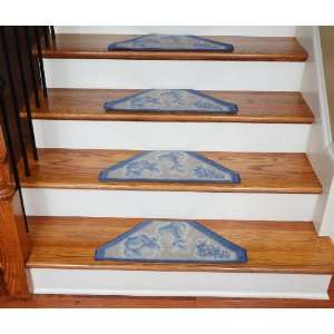  Washable Non Skid Carpet Stair Treads   Blue/Grey Fruit 
