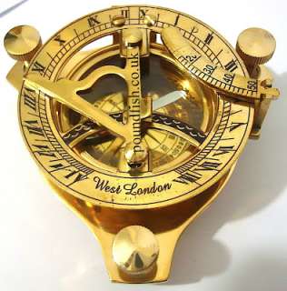 Brass Sundial Compass   Pocket Sundial  West London  