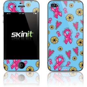  Breast Cancer Ribbons Blue Vinyl Skin for Apple iPhone 4 / 4S Cell 