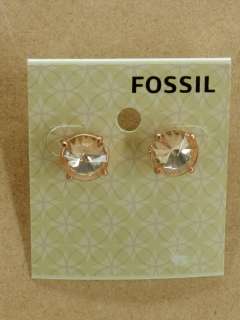 NEW FOSSIL RIVOLI SILK COPPER EARRINGS PEACH CRYSTALS ROSE GOLD TONE 