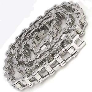  Mens Bike Chain Necklace in 9MM Polished Stainless Steel Jewelry