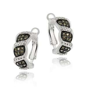   Silver 1/3ct. TDW Champagne Diamond S Design Earrings Jewelry