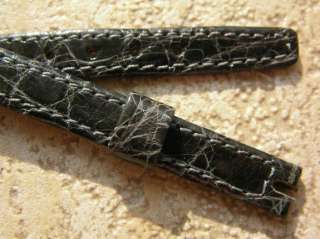Grey swiss made genuine leather croco watch strap 9 mm  