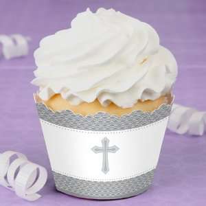  Delicate Blessings Cross   Baptism Cupcake Wrappers Toys 