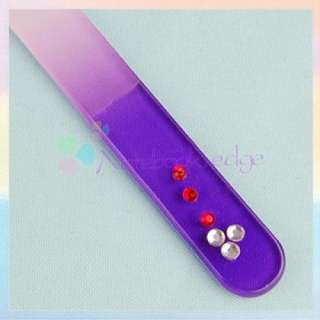 Color Crystal Glass Nail Files Durable File Case 5.5  