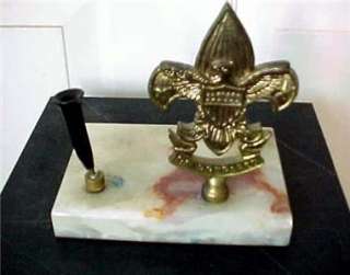Vtg. Boy Scouts of America BSA BE PREPARED Eagle desk top pen holder 