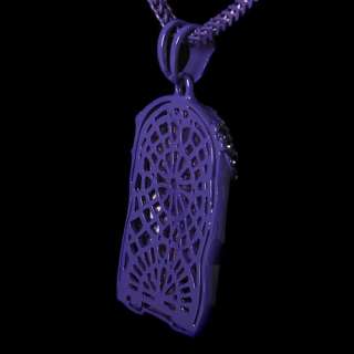 Purple Jesus Piece Colorful CZ Hip Hop Pendant Necklace  