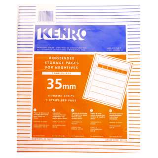 Kenro 35mm Negative Film RingBinder Folder Storage Pages Pack of 25 