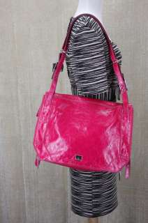 New Kooba Jenny Messenger Tote Shoulder Bag $645 Pink Crinkled Patent 