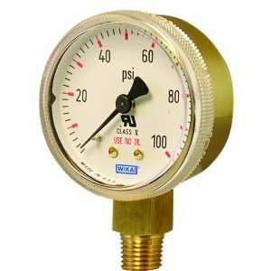 Gauge, Dry Filled, Copper Alloy Wetted Parts, 2 Dial, 0 100 psi Range 