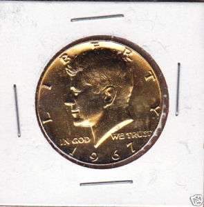 RARE SILVER KENNEDY HALF DOLLARS 1967 Gold Toned Mint  