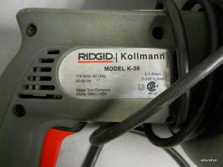 Ridgid Kollman K 39 Drain Cleaner 3.2 Amps Cleaning Hand Held Drill 