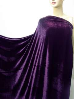 4Way Stretch Velvet Clothing Curtain Fabric Grape Purple By Meters 
