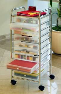 New Chrome 10 Drawer Rolling Scrapbook Cart Storage Drawers fit 12x12 