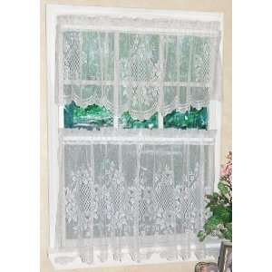  Cameo Rose Lace Kitchen Curtain   Valance   COLOR  WHITE 